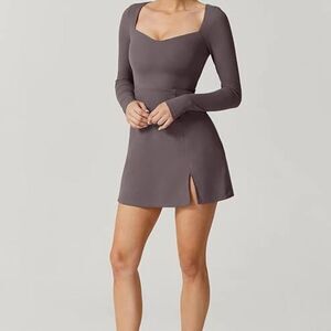 Purple Sweetheart Neck Long Sleeve Sheath Dress